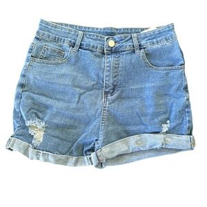 High-Waisted Distressed Denim Shorts - Size L